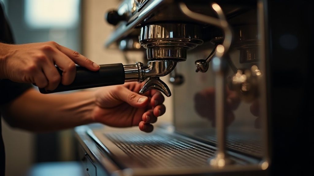 Pulling a shot on a semi-automatic espresso machine